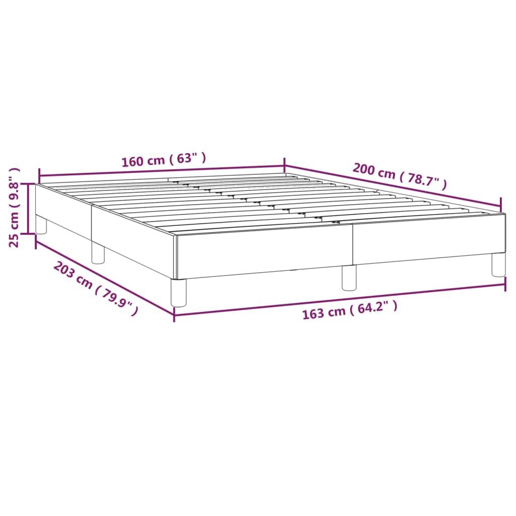 vidaXL voodiraam, must, 160x200 cm, samet hind ja info | Voodid | kaup24.ee