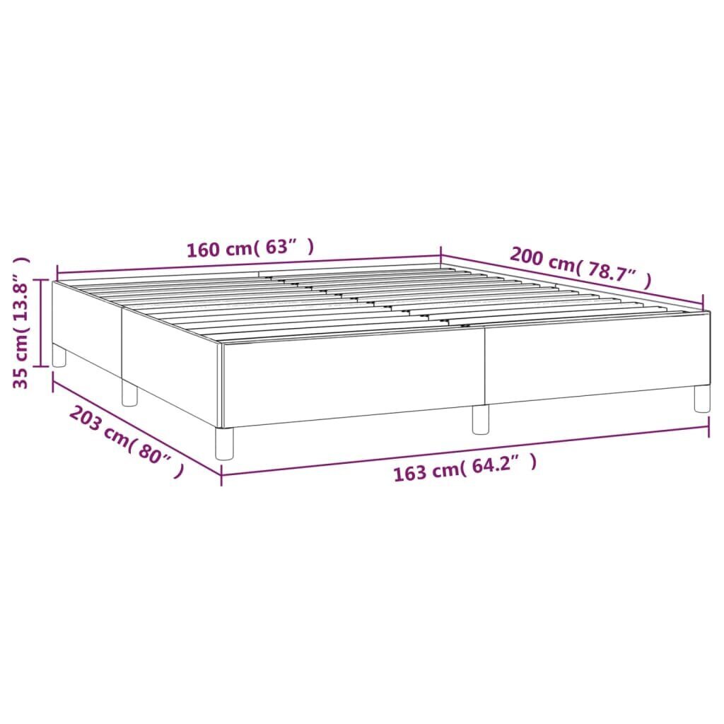 vidaXL voodiraam, tumehall, 160x200 cm, kangas hind ja info | Voodid | kaup24.ee