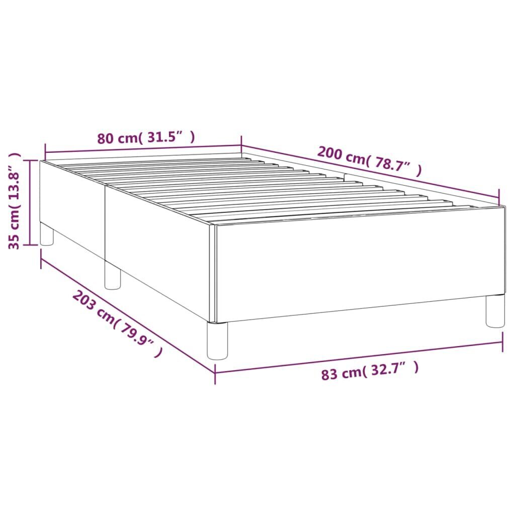 vidaXL voodiraam, must, 80x200 cm, samet hind ja info | Voodid | kaup24.ee