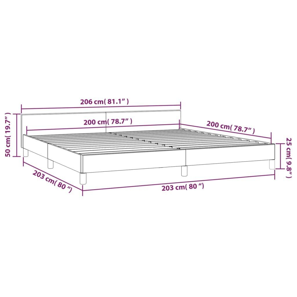 vidaXL voodiraam peatsiga, helehall, 200x200 cm, kangas hind ja info | Voodid | kaup24.ee