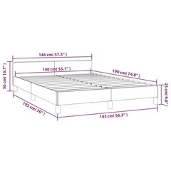 vidaXL voodiraam peatsiga, must, 140x190 cm, kangas hind ja info | Voodid | kaup24.ee