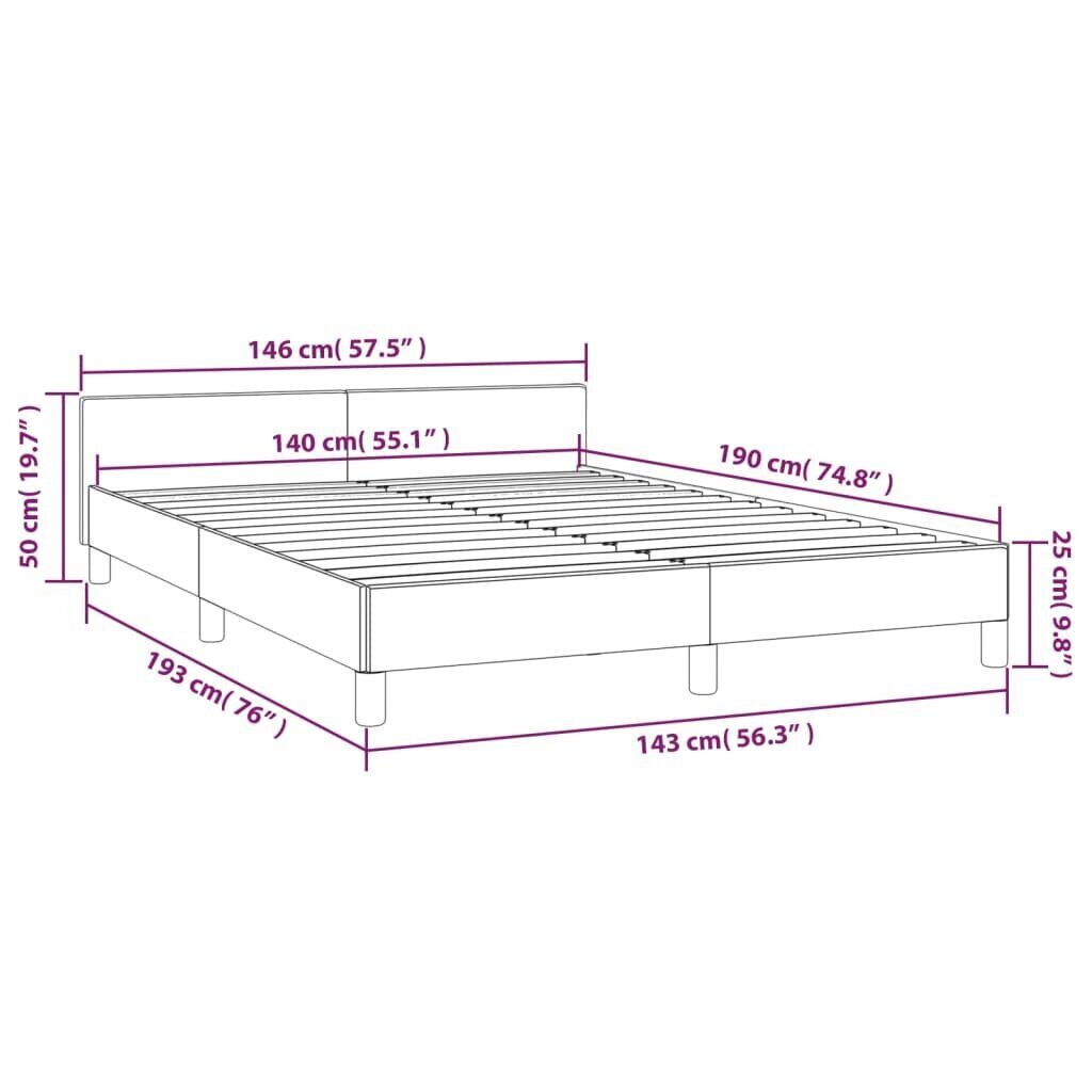 vidaXL voodiraam peatsiga, tumepruun, 140 x 190 cm, kangas цена и информация | Voodid | kaup24.ee