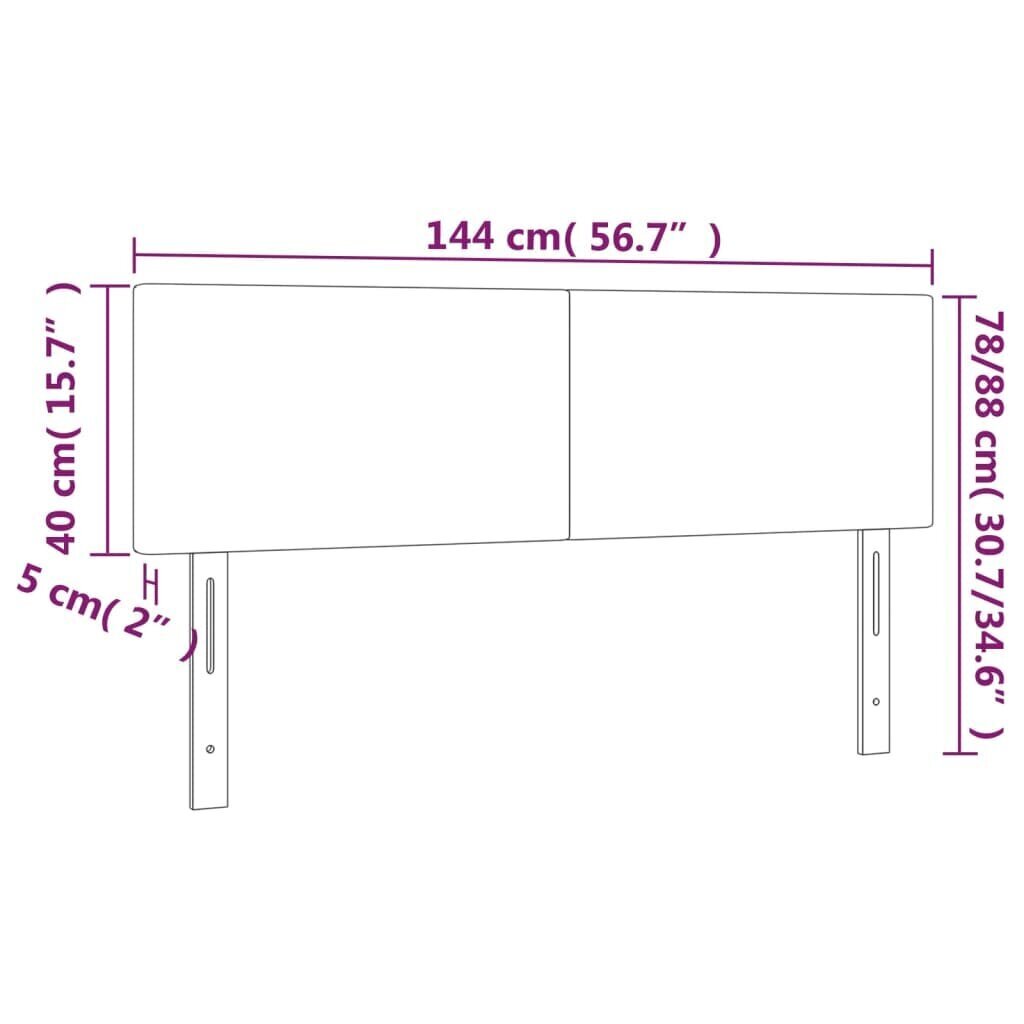 vidaXL voodipeatsid 2 tk, tumehall, 72x5x78/88 cm, kangas цена и информация | Voodid | kaup24.ee