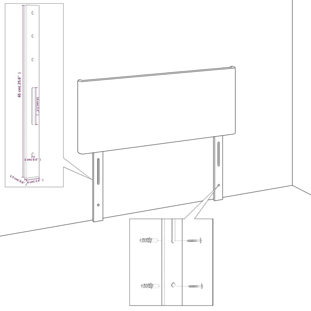 vidaXL voodipeatsid 2 tk, must, 72x5x78/88 cm, kangas hind ja info | Voodid | kaup24.ee