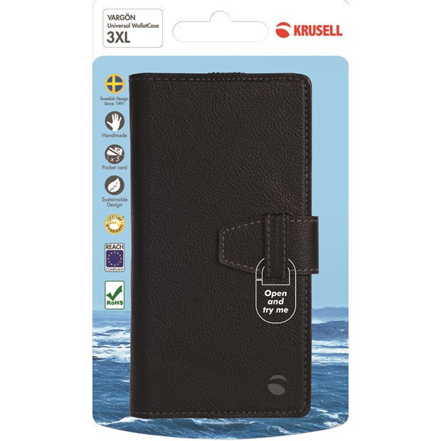 Telefoni ümbris-rahakott Krusell Vargön Wallet Case 3XL Universal, must hind ja info | Telefoni kaaned, ümbrised | kaup24.ee