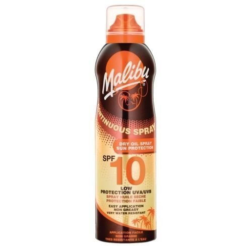 Pihustatav päikesekaitseõli Malibu Continuous Spray Dry Oil SPF10, 175 ml hind ja info | Päikesekreemid | kaup24.ee