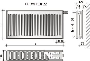 Radiaator Purmo VKO 22 600-1200 hind ja info | Keskkütteradiaatorid, konvektorid | kaup24.ee