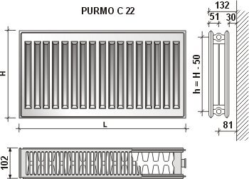 Radiaator Purmo C 22 600-1400, ühendamine küljelt цена и информация | Keskkütteradiaatorid, konvektorid | kaup24.ee