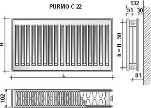 Radiaator PURMO C 22 600-400, ühendus küljel hind ja info | Keskkütteradiaatorid, konvektorid | kaup24.ee