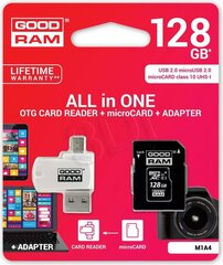 GOODRAM - microSDHC 128GB CL10 + ADAPTER + CZYTNIK hind ja info | Mobiiltelefonide mälukaardid | kaup24.ee