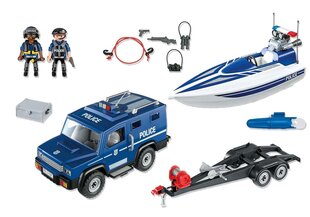 Kонструктор 5187 PLAYMOBIL® Police Truck with Speedboat цена и информация | Конструкторы и кубики | kaup24.ee