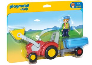 Playset Playmobil 1,2,3 Tractor with Trailer 6964 hind ja info | Klotsid ja konstruktorid | kaup24.ee