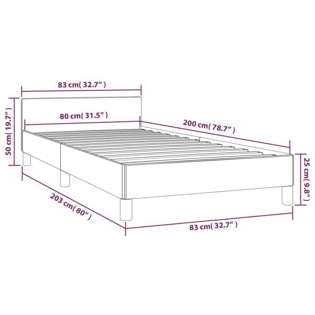 vidaXL voodiraam peatsiga, valge, 80x200 cm, kunstnahk hind ja info | Voodid | kaup24.ee