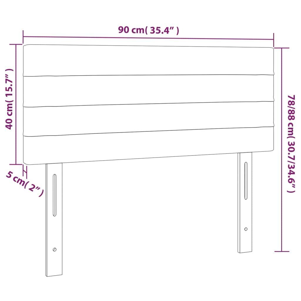 vidaXL voodipeats, helehall, 90x5x78/88 cm, kangas hind ja info | Voodid | kaup24.ee