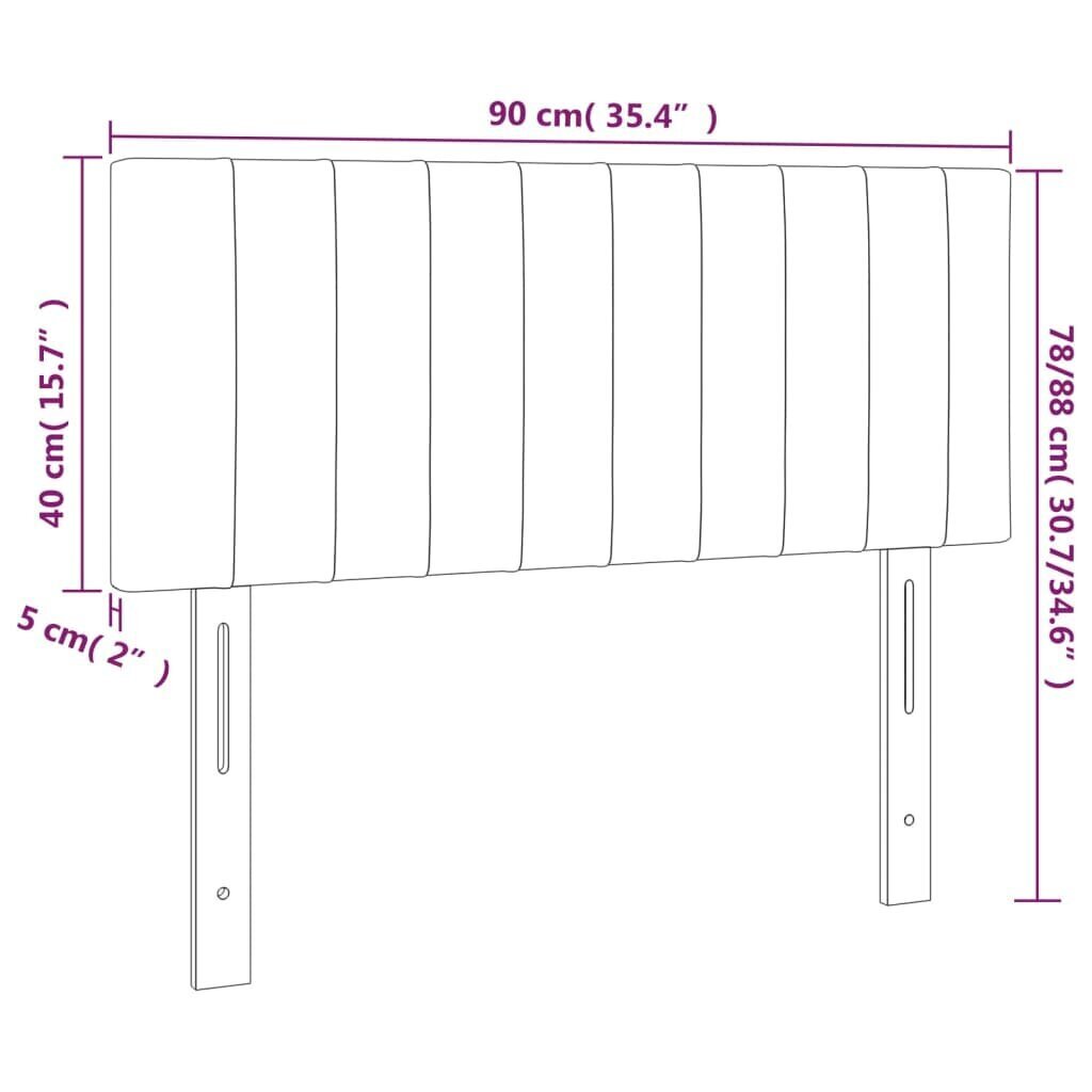 vidaXL voodipeats, helehall, 90x5x78/88 cm, kangas hind ja info | Voodid | kaup24.ee