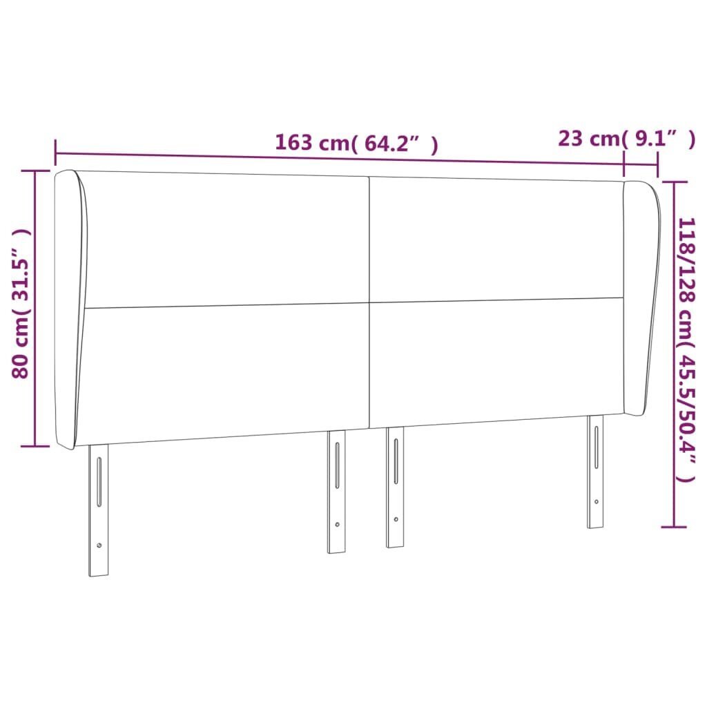 vidaXL voodipeats servadega, kreemjas, 163x23x118/128 cm, kangas цена и информация | Voodid | kaup24.ee