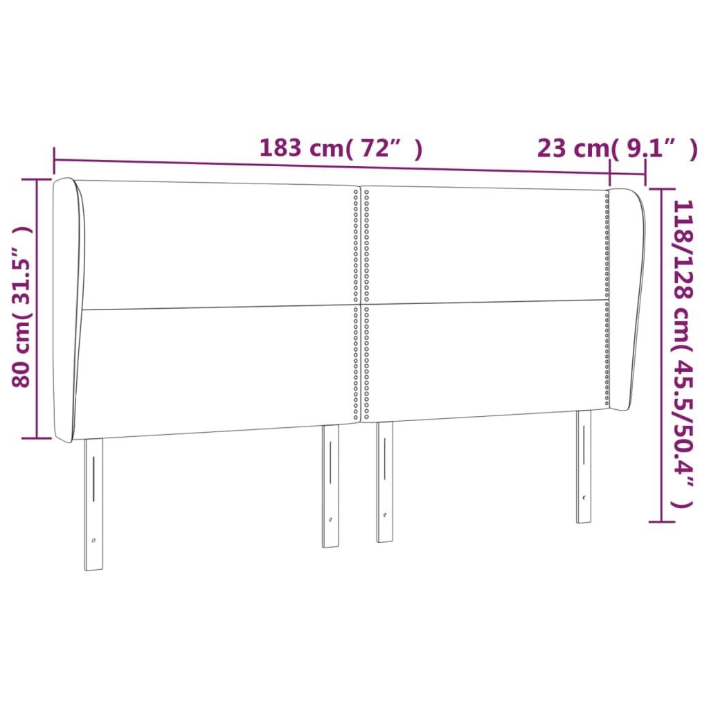 vidaXL voodipeats servadega, pruunikashall, 183x23x118/128 cm, kangas hind ja info | Voodid | kaup24.ee