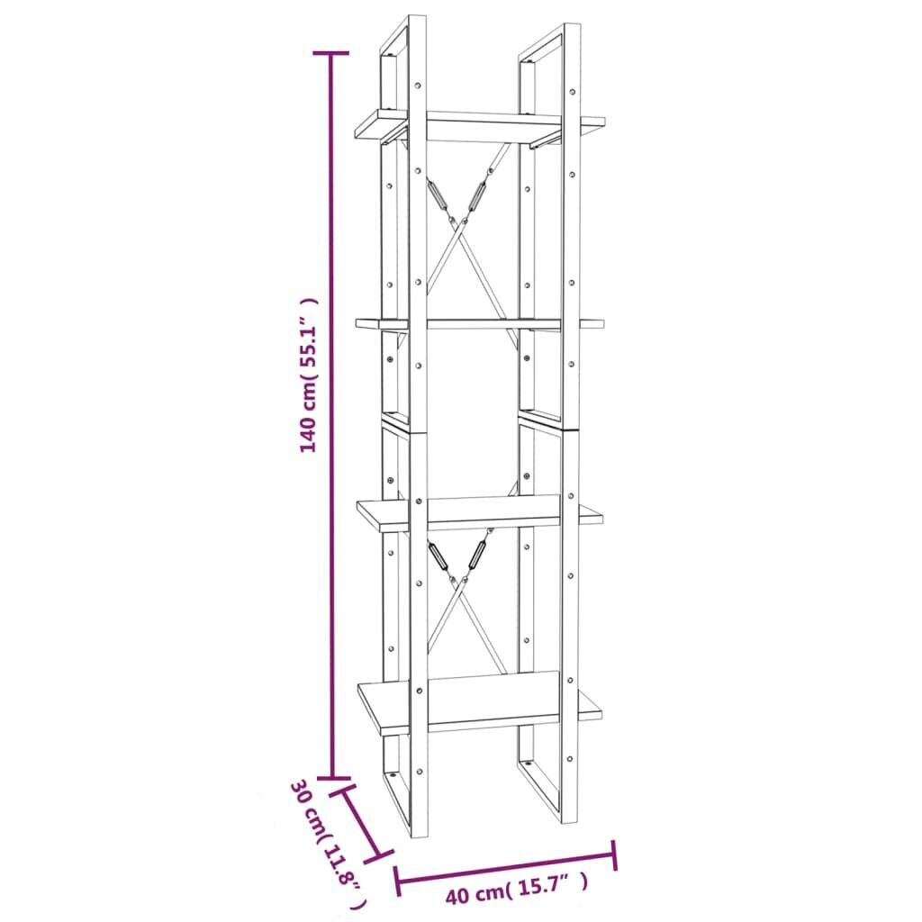 Raamaturiiul, pruun tamm, 40 x 30 x 140 cm, tehispuit hind ja info | Riiulid | kaup24.ee