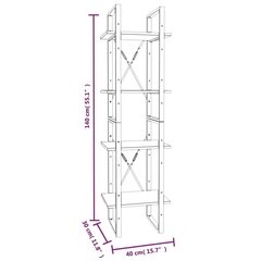 Raamaturiiul vidaXL 4 riiuliga, hall Sonoma, 40 x 30 x 140 cm, tehispuit цена и информация | Полки | kaup24.ee