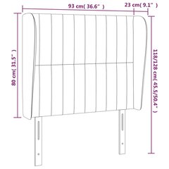 vidaXL voodipeats servadega, tumepruun, 93x23x118/128 cm, kangas hind ja info | Voodid | kaup24.ee