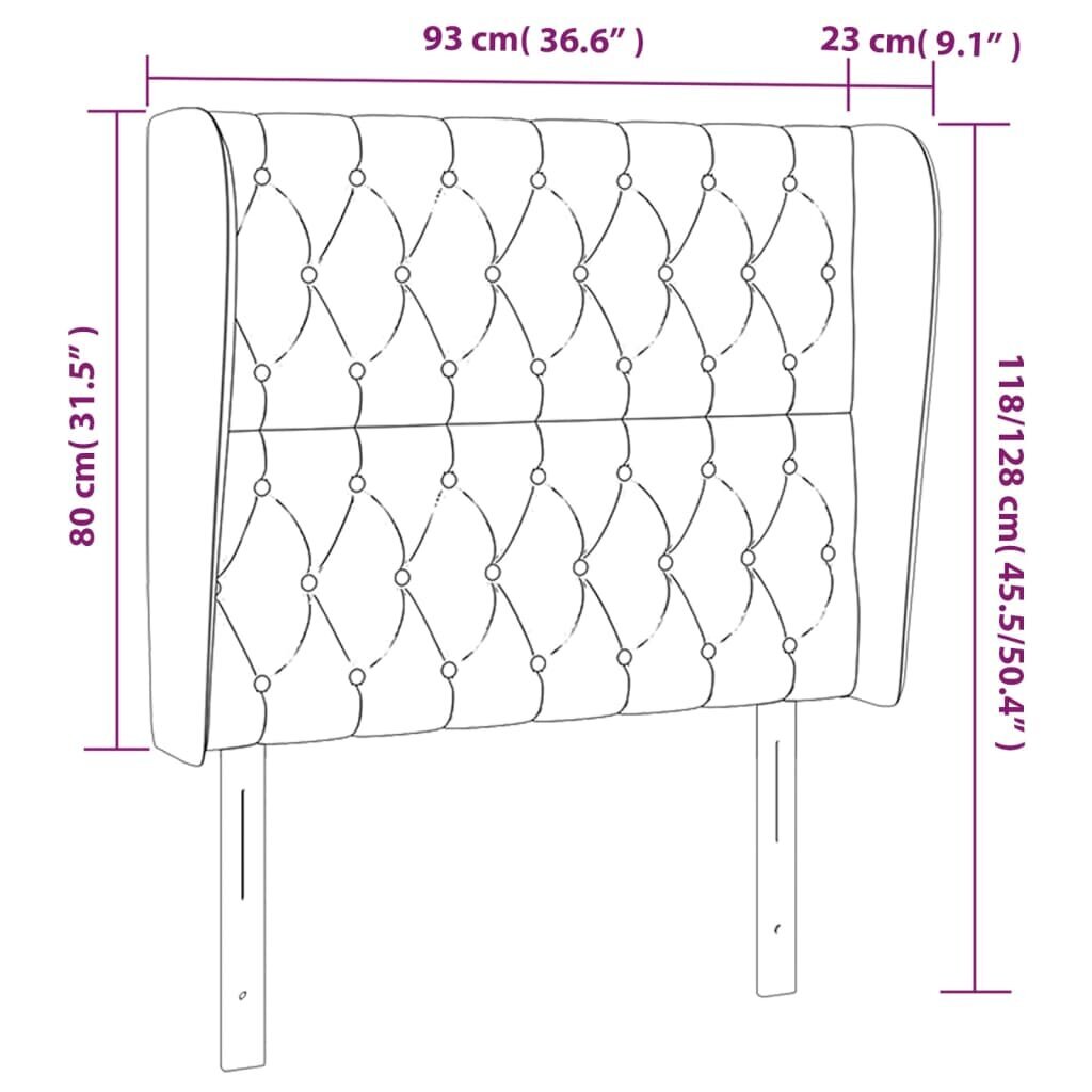 vidaXL voodipeats servadega, pruunikashall, 93x23x118/128 cm, kangas hind ja info | Voodid | kaup24.ee