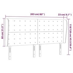 vidaXL voodipeats servadega, pruunikashall, 203x23x118/128 cm, kangas hind ja info | Voodid | kaup24.ee