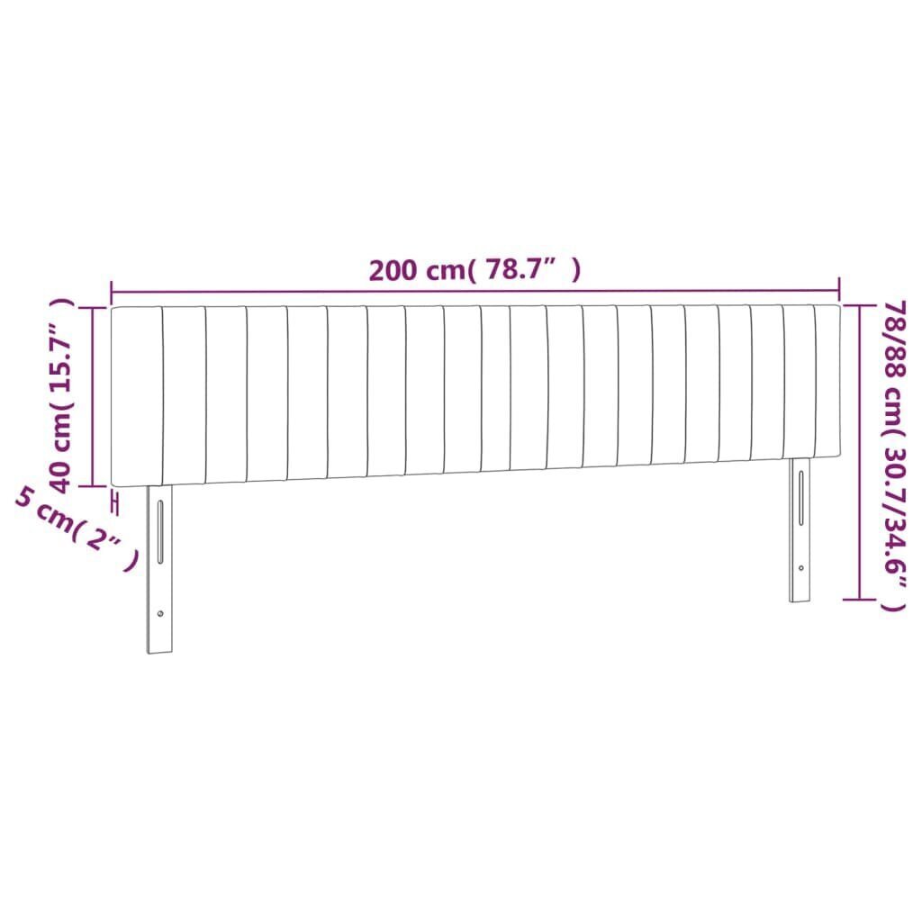 vidaXL voodipeatsid 2 tk, helehall, 100x5x78/88 cm, kangas hind ja info | Voodid | kaup24.ee