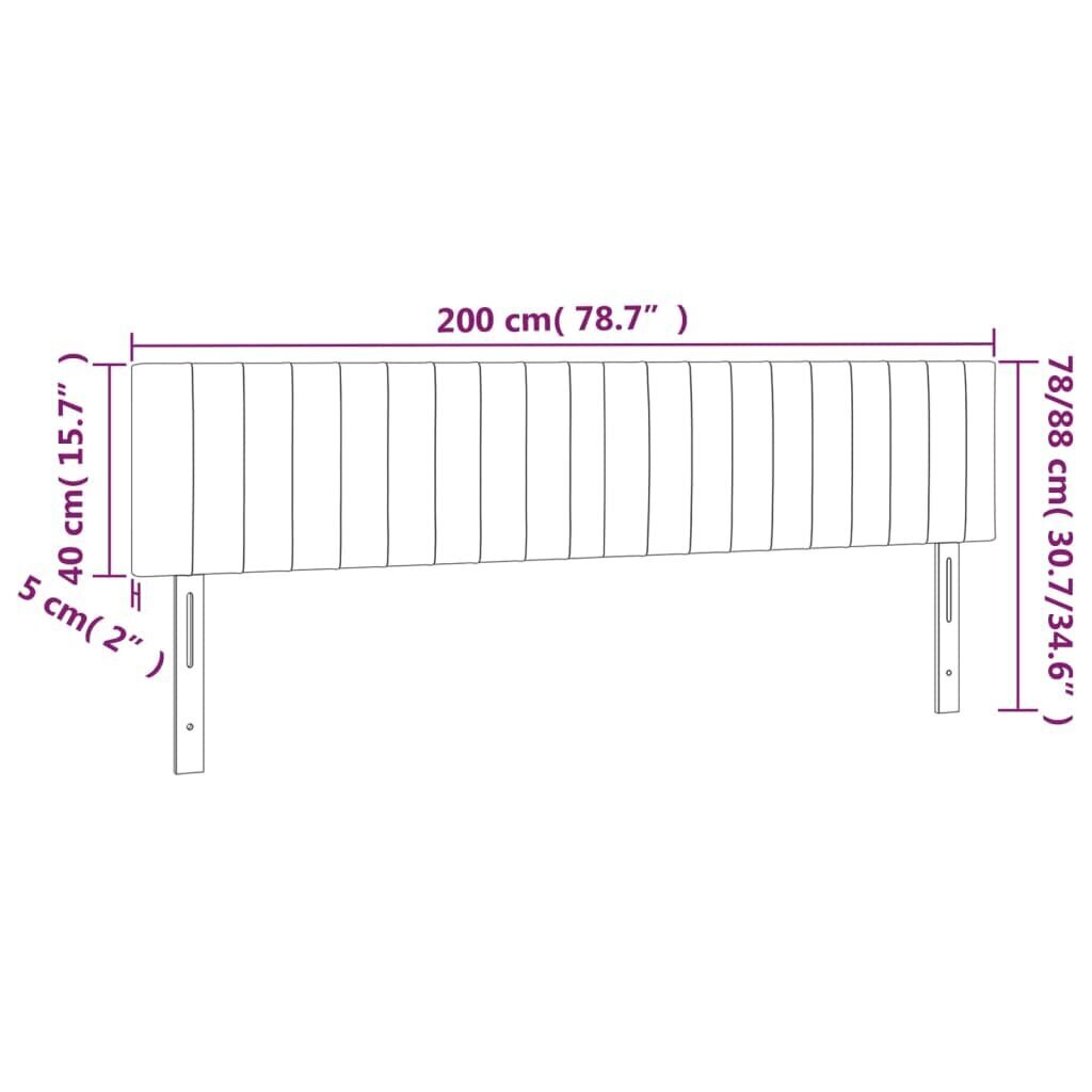 vidaXL voodipeatsid 2 tk, tumehall, 100x5x78/88 cm, kangas hind ja info | Voodid | kaup24.ee