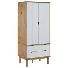 vidaXL garderoob, pruun ja valge 76,5x53x172 cm, männipuit цена и информация | Шкафы | kaup24.ee