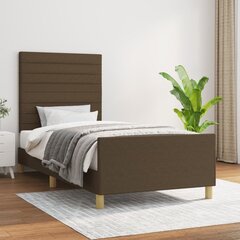 vidaXL voodiraam peatsiga, tumepruun, 90x200 cm, kangas hind ja info | Voodid | kaup24.ee