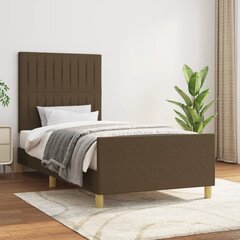 vidaXL voodiraam peatsiga, tumepruun, 90x200 cm, kangas hind ja info | Voodid | kaup24.ee