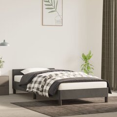 vidaXL voodiraam peatsiga, tumehall, 90x190 cm, samet hind ja info | Voodid | kaup24.ee