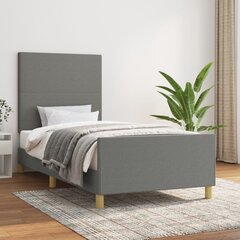 vidaXL voodiraam peatsiga, tumehall, 90x190 cm, kangas hind ja info | Voodid | kaup24.ee