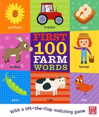 First 100 Farm Words: A board book with a lift-the-flap matching game hind ja info | Väikelaste raamatud | kaup24.ee