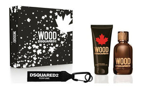 Komplekt dsquared2 Wood For Him meestele: Tualettvesi EDT, 100 ml + dušigeel, 100 ml + võtmehoidja hind ja info | Meeste parfüümid | kaup24.ee