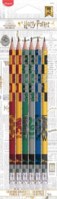 Harilik pliiats Maped Harry Potter HB kustutuskummiga 6 tk, blister цена и информация | Kunstitarbed, voolimise tarvikud | kaup24.ee