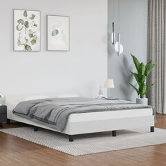 vidaXL voodiraam peatsiga, valge, 140x190 cm, kunstnahk hind ja info | Voodid | kaup24.ee