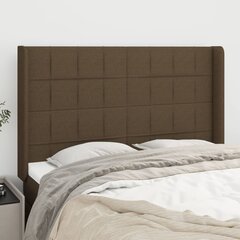 vidaXL voodipeats servadega, tumepruun, 147x16x118/128 cm, kangas цена и информация | Кровати | kaup24.ee