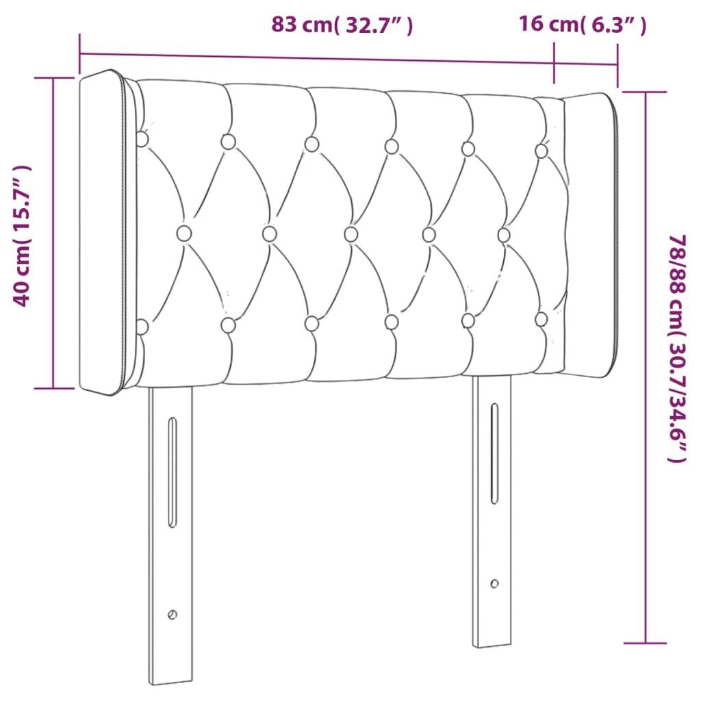 vidaXL voodipeats servadega, helehall, 83x16x78/88 cm, kangas hind ja info | Voodid | kaup24.ee