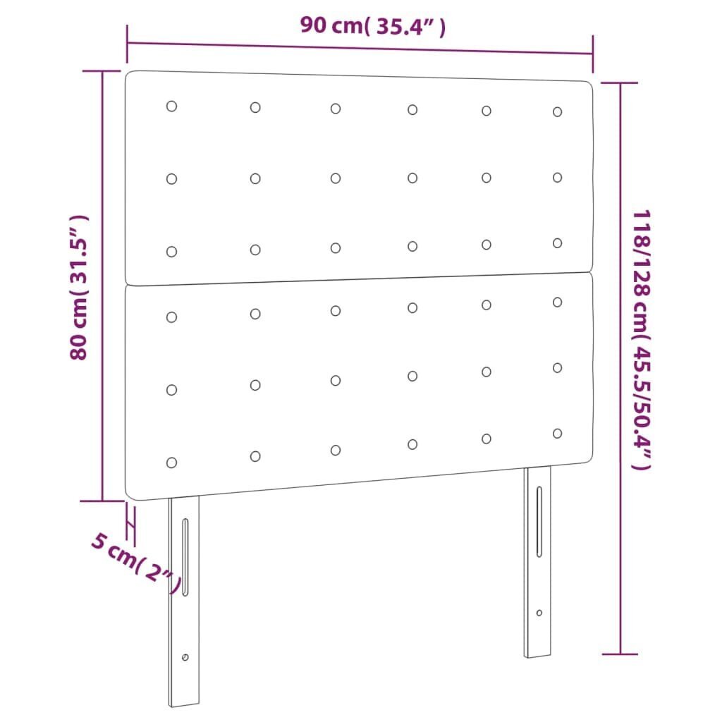 vidaXL voodipeatsid 2 tk, helehall, 90x5x78/88 cm, kangas цена и информация | Voodid | kaup24.ee