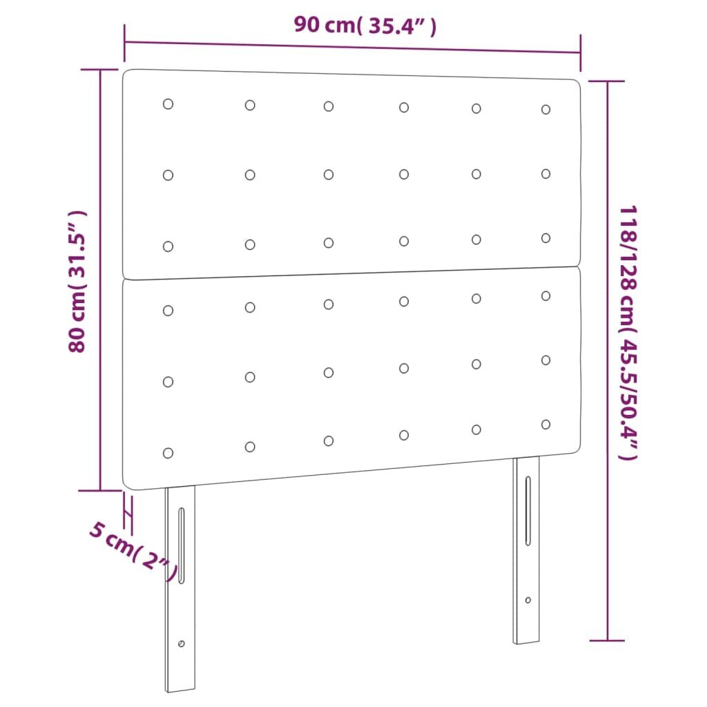 vidaXL voodipeatsid 2 tk, tumepruun, 90x5x78/88 cm, kangas hind ja info | Voodid | kaup24.ee