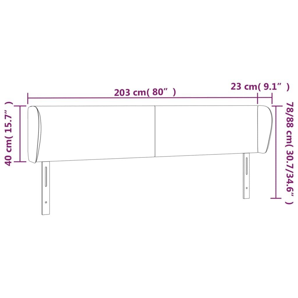 vidaXL voodipeats servadega, tumepruun, 203x23x78/88 cm, kangas цена и информация | Voodid | kaup24.ee