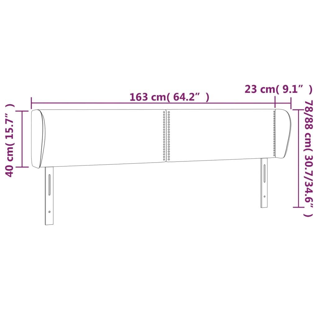 vidaXL voodipeats servadega, tumepruun, 163x23x78/88 cm, kangas hind ja info | Voodid | kaup24.ee