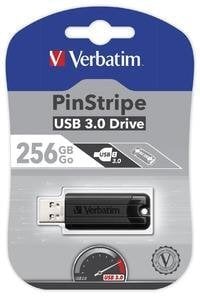 Verbatim USB Drive 3.0 256GB Pinstripe Black цена и информация | Mälupulgad | kaup24.ee