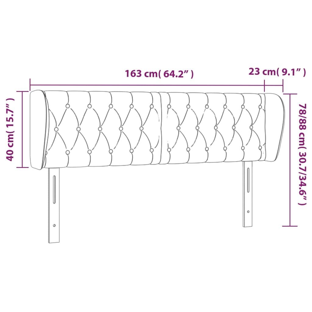 vidaXL voodipeats servadega, tumepruun, 163x23x78/88 cm, kangas цена и информация | Voodid | kaup24.ee