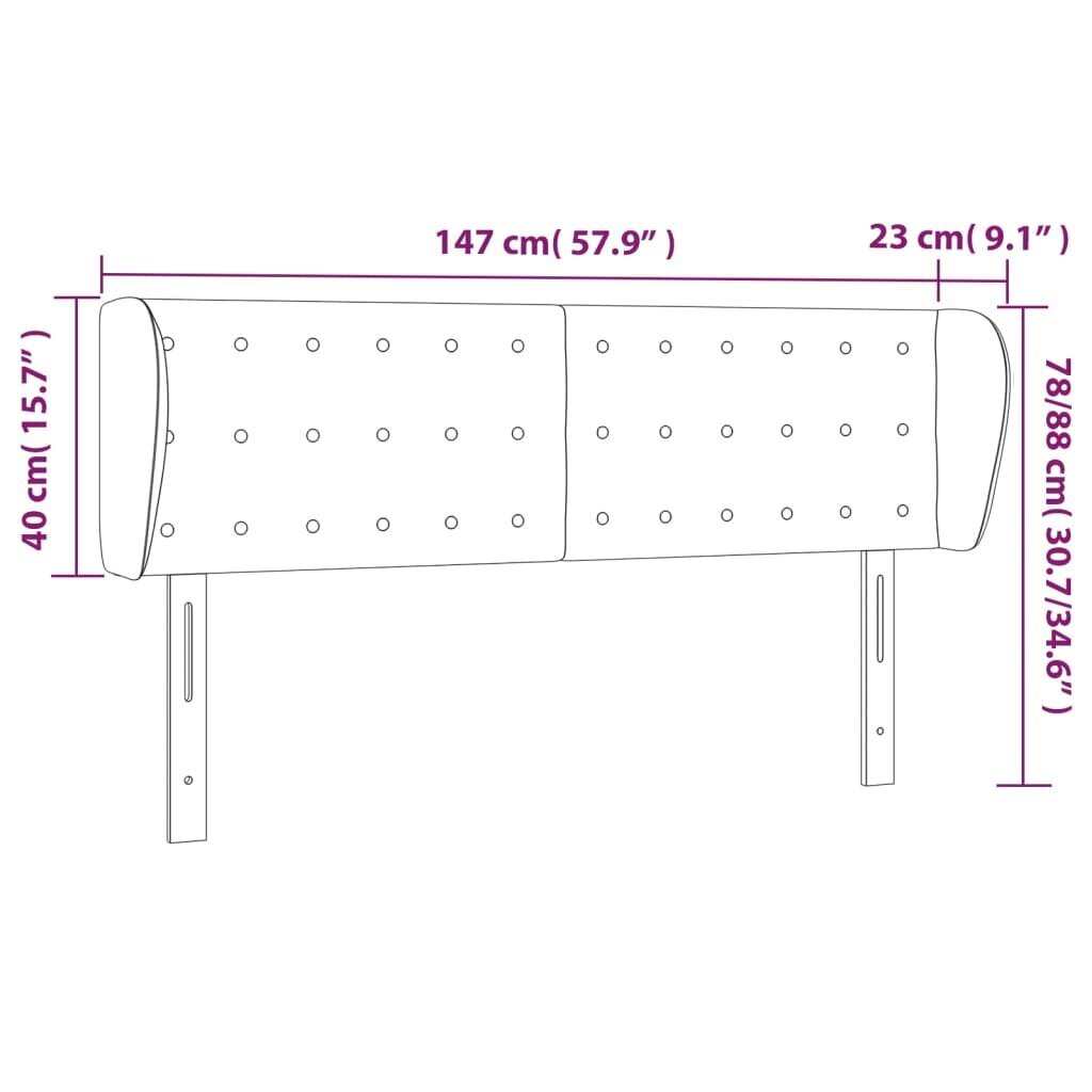 vidaXL voodipeats servadega, tumehall, 147x23x78/88 cm, kangas hind ja info | Voodid | kaup24.ee