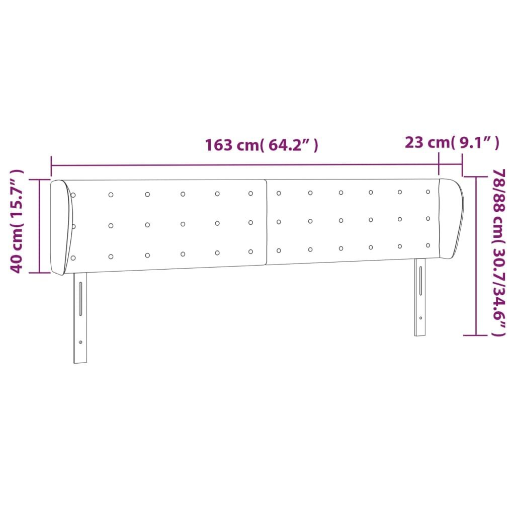 vidaXL voodipeats servadega, must, 163x23x78/88 cm, kangas hind ja info | Voodid | kaup24.ee