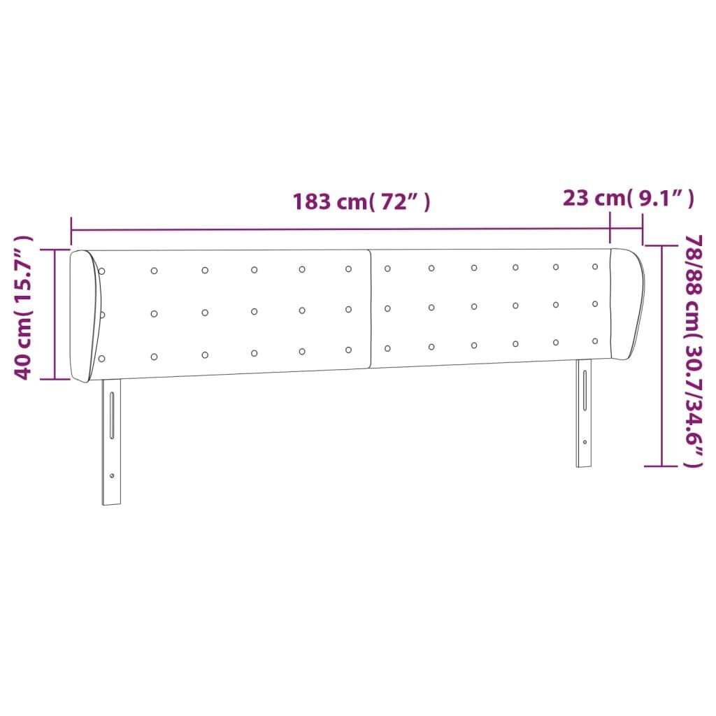 vidaXL voodipeats servadega, helehall, 183x23x78/88 cm, kangas hind ja info | Voodid | kaup24.ee