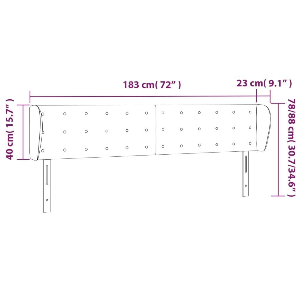 vidaXL voodipeats servadega, tumepruun, 183x23x78/88 cm, kangas цена и информация | Voodid | kaup24.ee