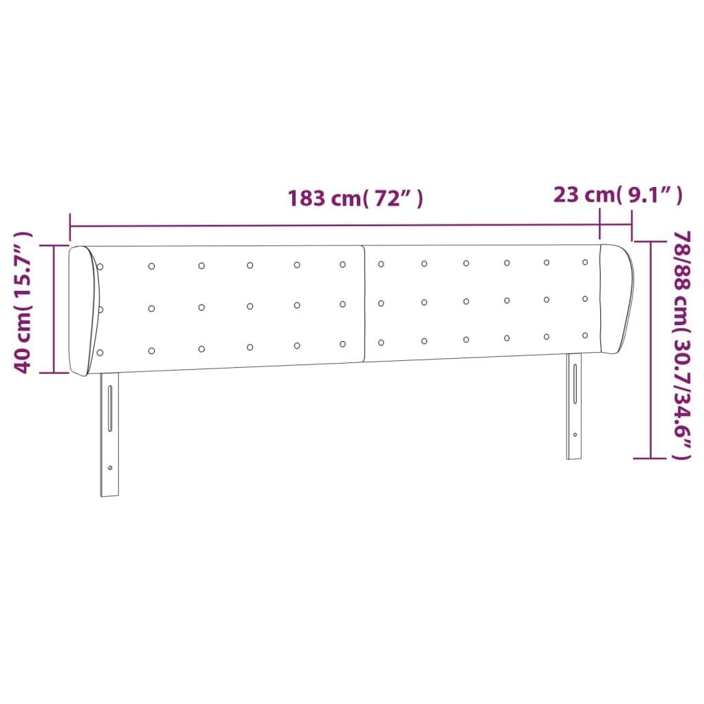 vidaXL voodipeats servadega, pruunikashall, 183x23x78/88 cm, kangas hind ja info | Voodid | kaup24.ee